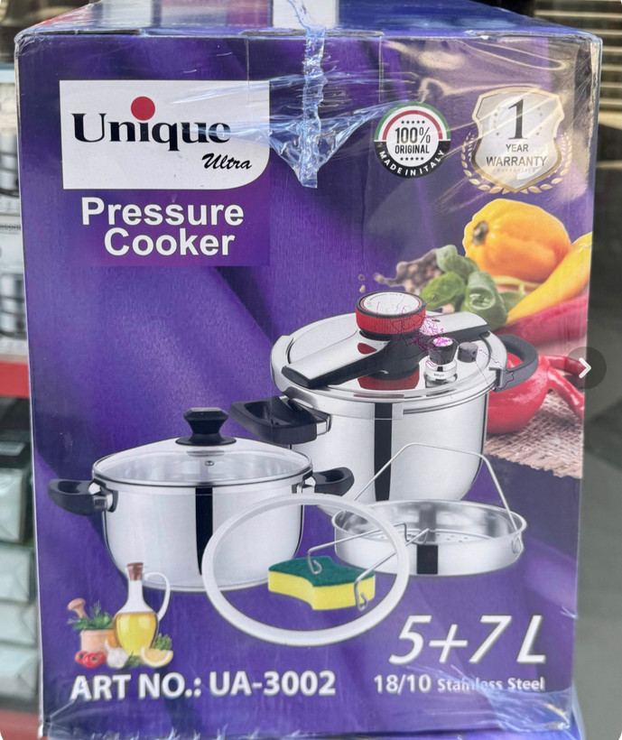 زودپز استیل یونیک مدل UA-3002 سرویس ۵ و ۷ لیتری استیل ضدزنگ 18/10
