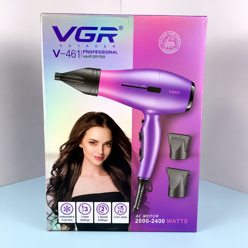 سشوار وی جی آر مدل VGR-461 با باد سرد و متمرکزکننده